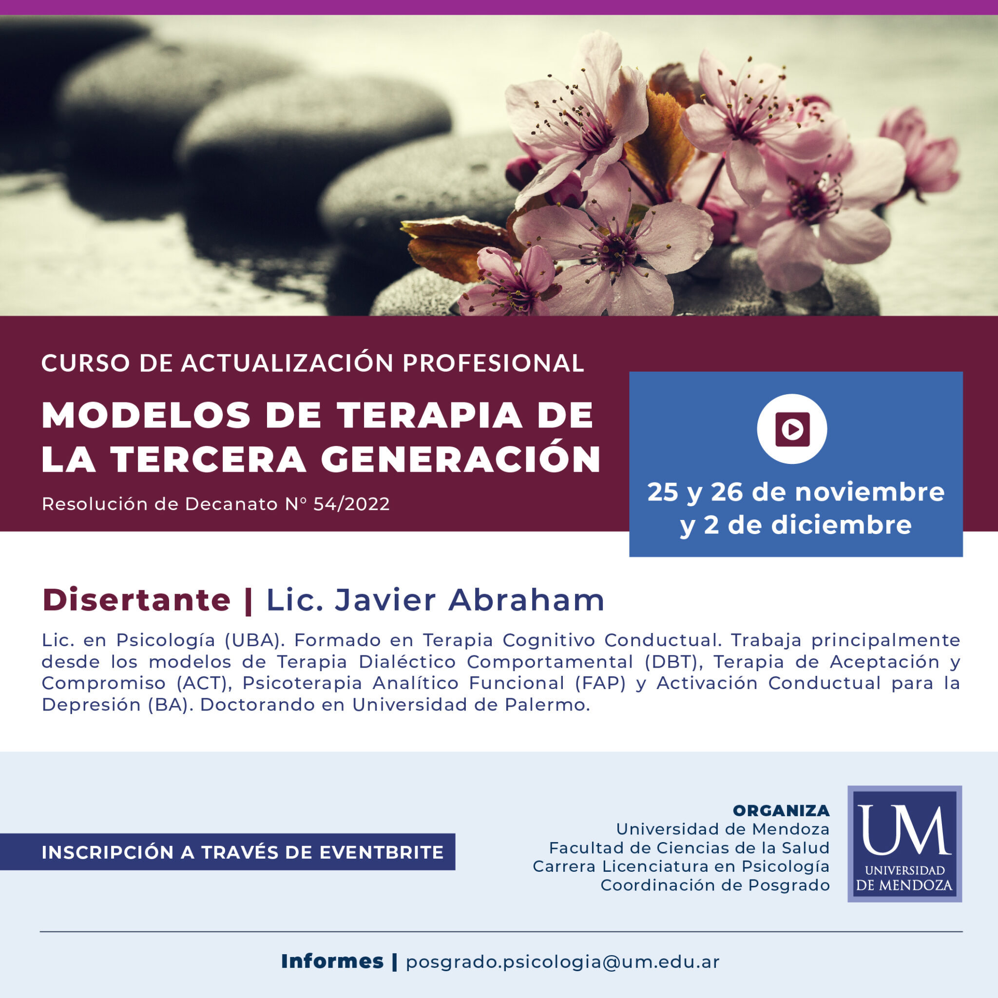 Curso de Actualización Profesional en Modelos de Terapias de Tercera Generación Universidad de