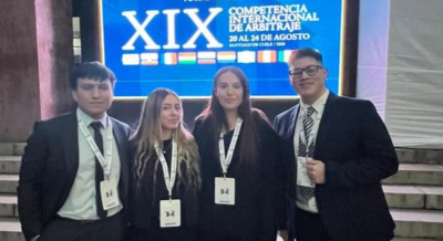 Estudiantes de la Facultad de Ciencias Jurídicas y Sociales destacaron en la XIX Competencia Internacional de Arbitraje Comercial en Chile