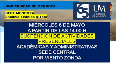 Suspensión de actividades en la UM y ETec por viento zonda